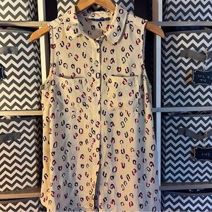 Apt. 9 Beige and Pink Leopard Print Blouse